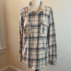 O’Neill Plaid Fleece Shirt Jacket Shacket Grey & Pink Women’s L EUC